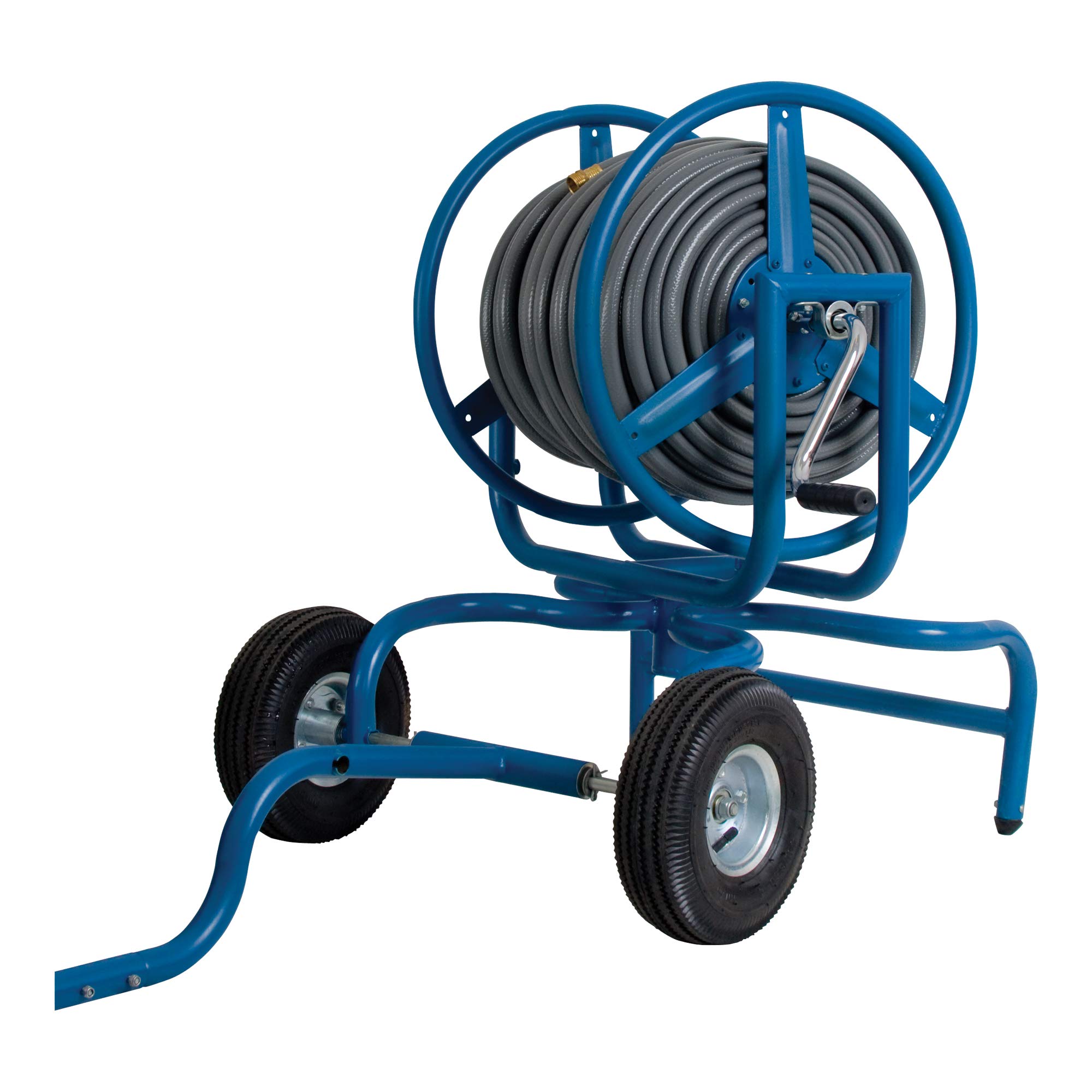 Jackson 2517200 Garden Reel Cart, Heavy Duty with Wheels, 400 Foot, 270 Degree Swivel Design, With Leader, Blue, 400-Foot Hose Capacity