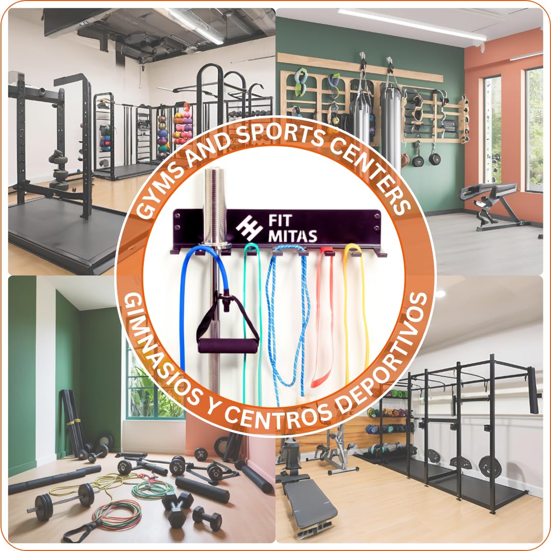 Supporto per Materiale Sportivo | Rack di Stoccaggio Pesi | Organizzatore Rack Palestra | Supporto Tappetino Yoga | Supporto da Parete per Fasce Elastiche | Organizer per Barre Pesi e Manubri