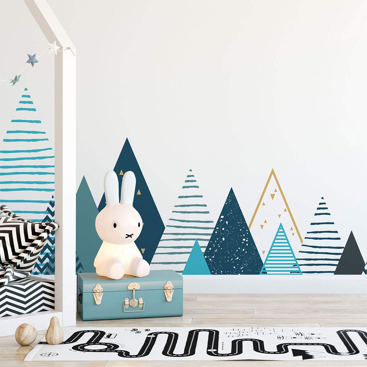 WTD - Adesivo da parete per cameretta dei bambini, motivo: montagne scandinave giganti, 95 x 360 cm