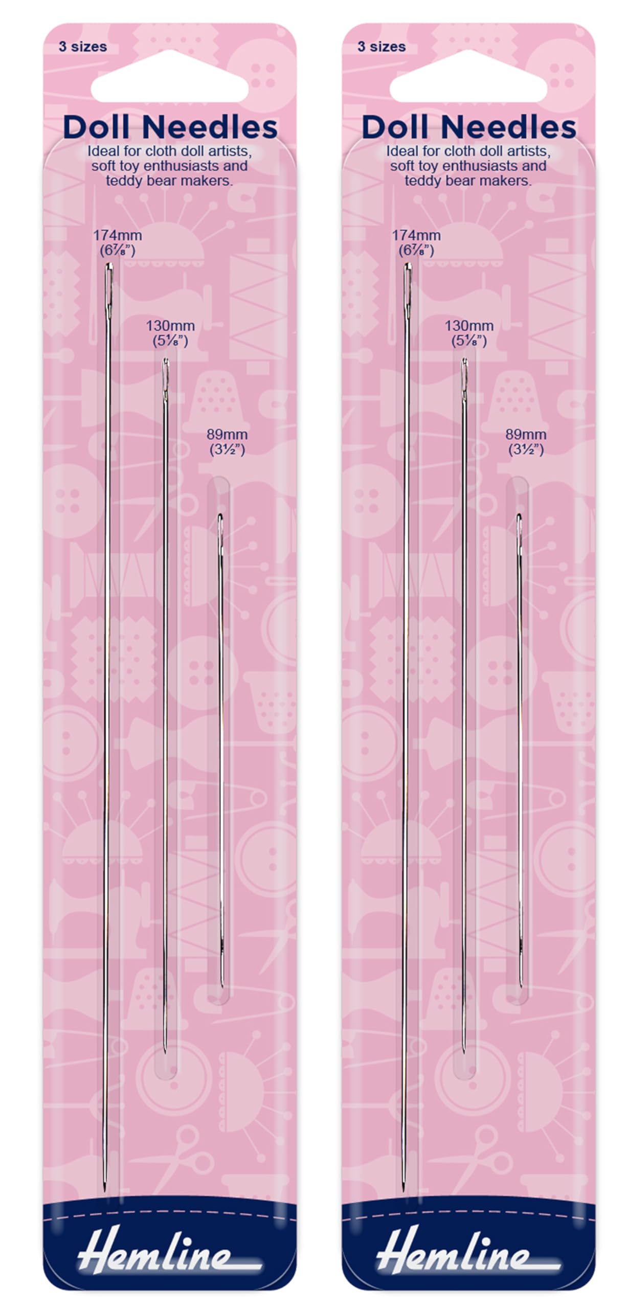 6 Hemline Hand Sewing Doll Needles of 3 Lengths 174mm, 130mm, 89mm – Bundled by GetInStyle Shop