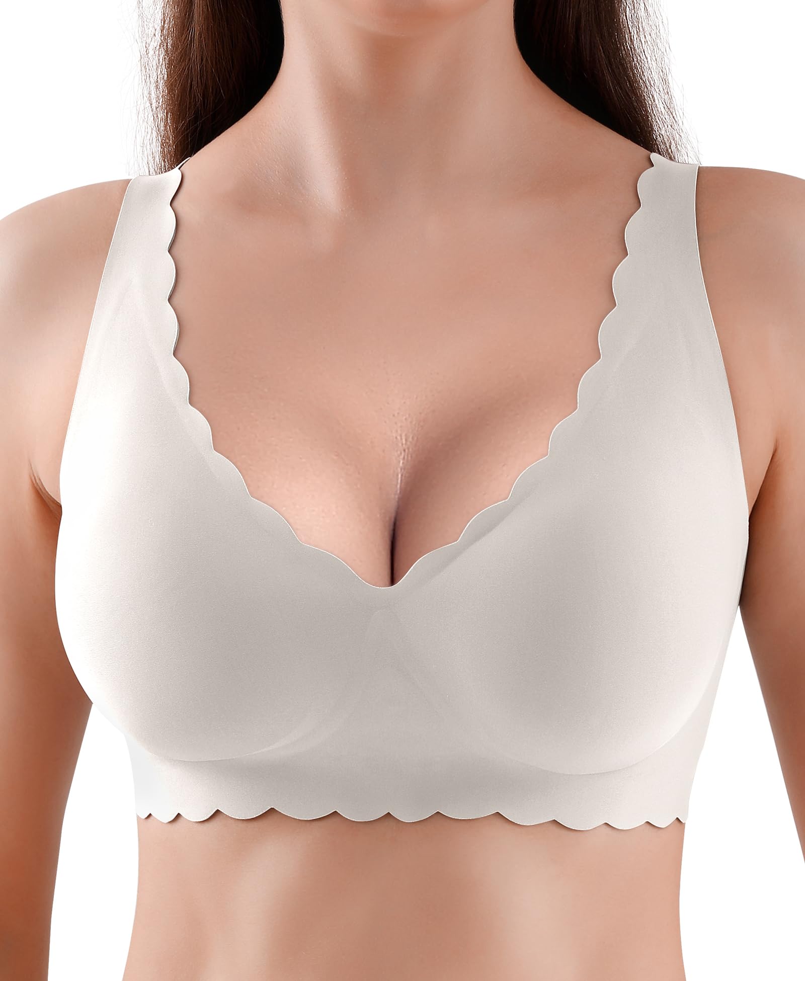 Reggiseni da donna senza cuciture senza ferretto morbidi reggiseni push up reggiseno imbottito senza fili maglietta bralette per dormire supporto confortevole copertura completa, bianco, XL