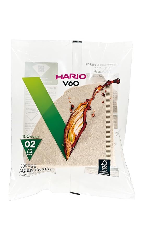 Hario V60 Paper Coffee Filters, Size 02, Natural, Tabbed Amazon.in
