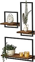 Vista 1 de Metal Frame Rustic Wooden Floating Hanging Shelves, Home Decor Wall Mounted Display Organizing Shelf for Living Room, Bedroom, Office Bathroom. Set