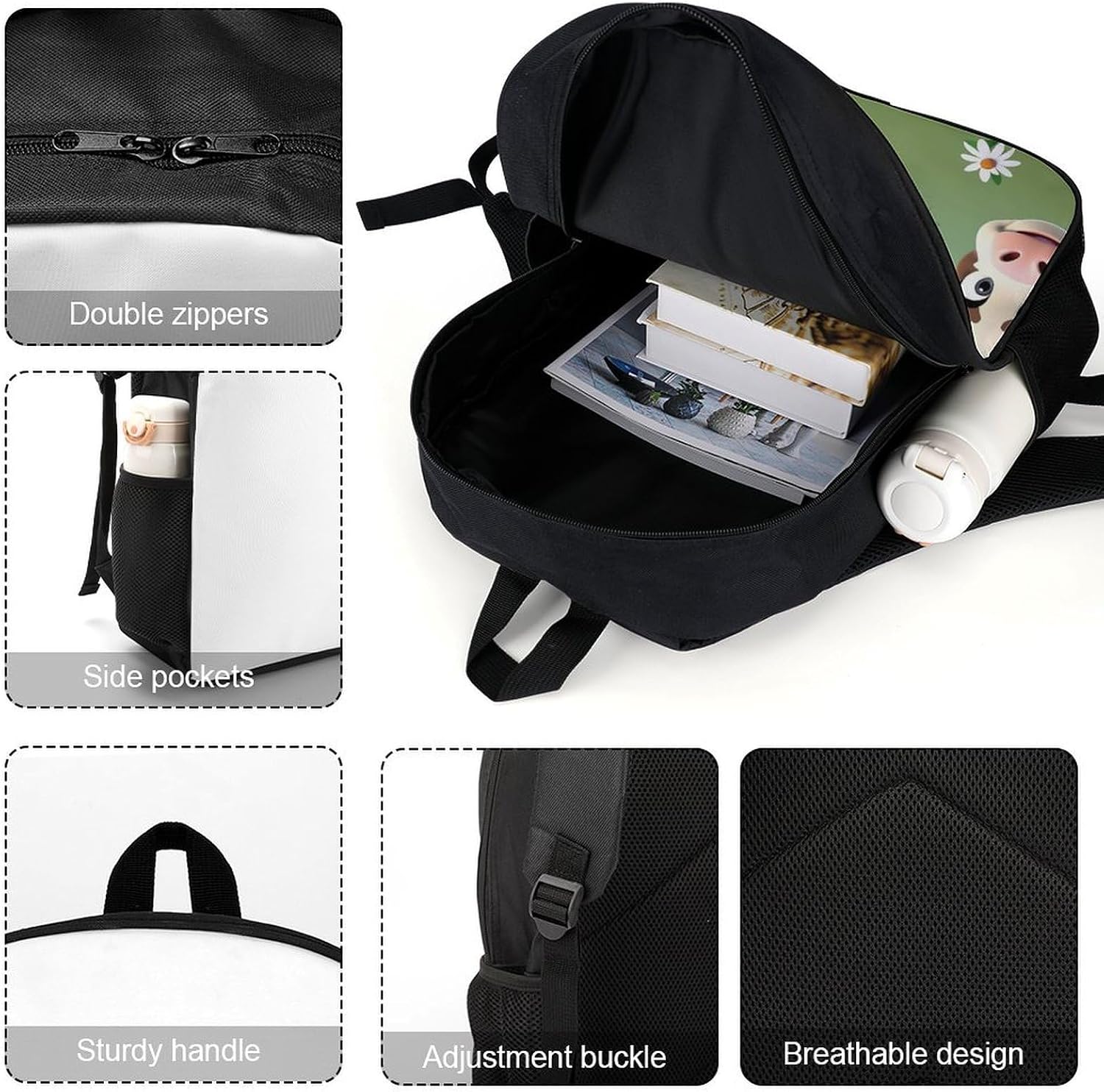 Cute Cow 17 Inch Laptop Backpack, College Bookbag image 4