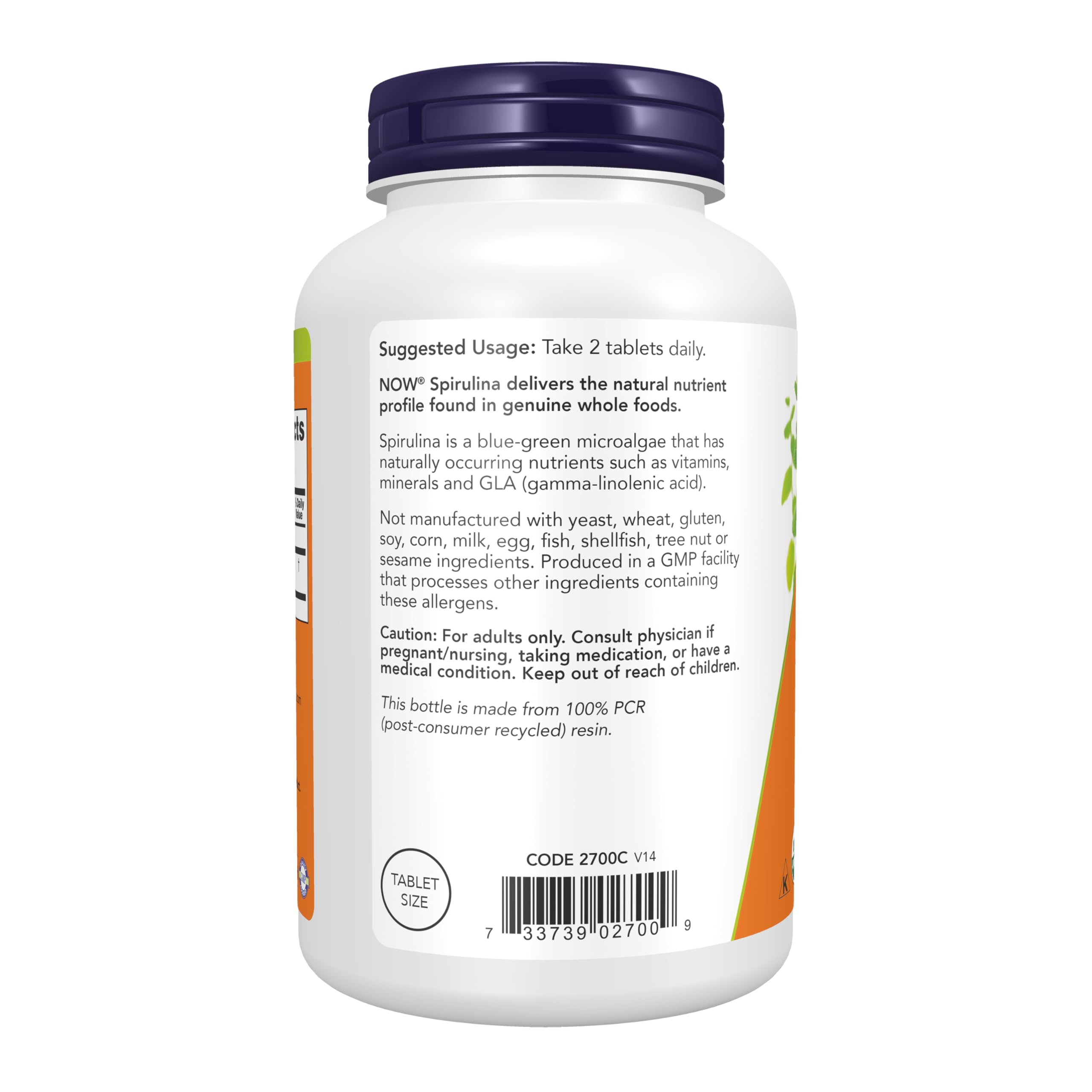 Now Supplements, Organic Spirulina 500 mg, 500 Tabs — Amazon image 3