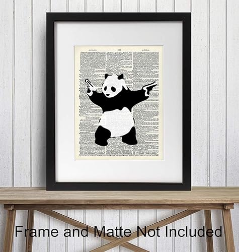 Miniatura 2 de Banksy Shooting Panda Poster - 8x10 Graffiti Wall Art, Home Decor, Decoration - Cool Urban Street Art for Bedroom, Apartment, Living Room - Gift for