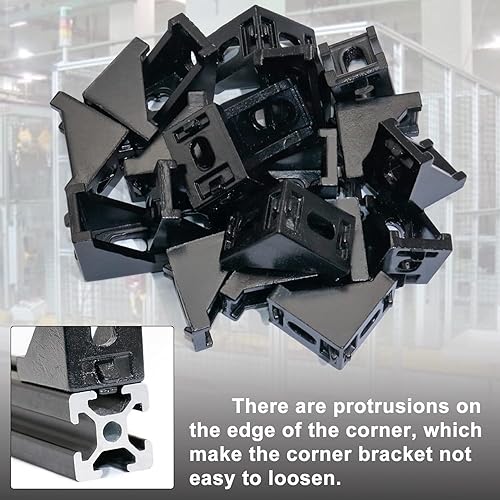 Miniatura 4 de CheeMuii Kit de soporte de esquina 2020, 20 soportes de esquina, 40 tornillos hexagonales, 40 tuercas deslizantes, 40 arandelas y 2 llaves