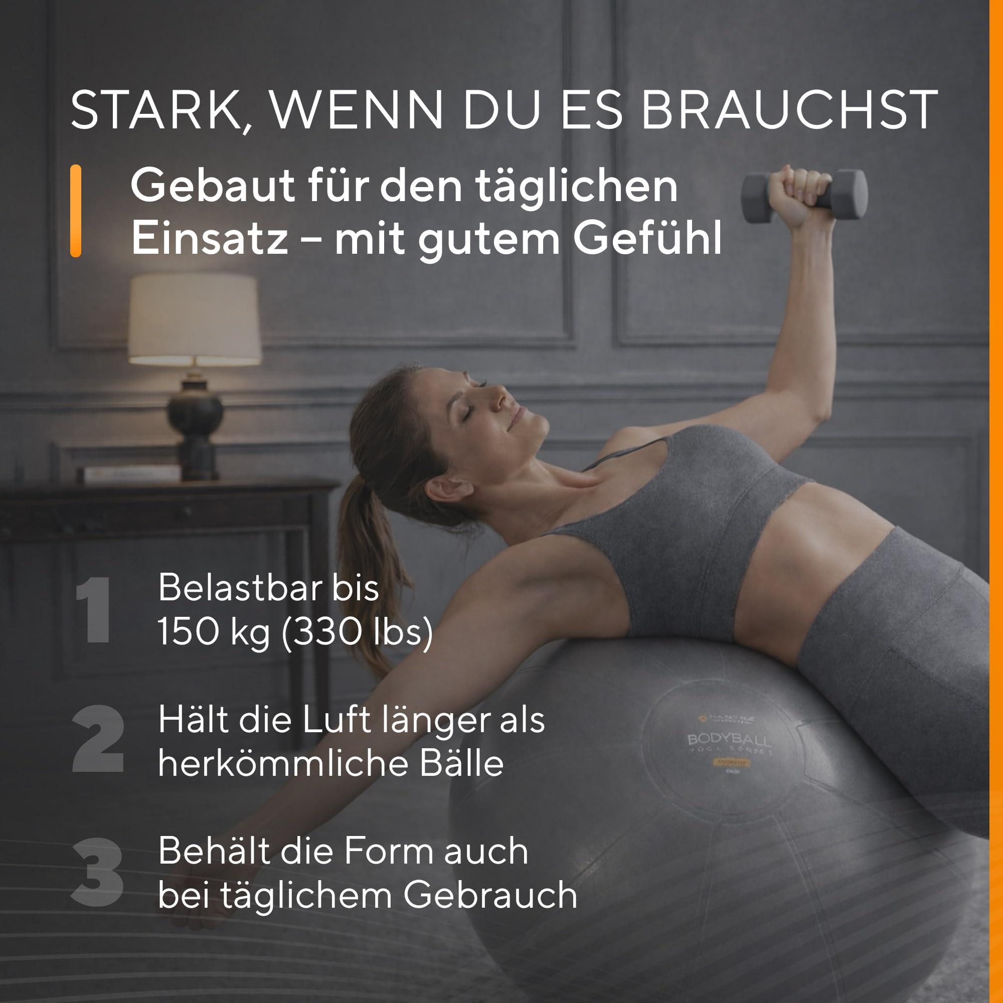 Gymnastikball – Anti-Burst Sitzball, Balance Ball für Schwangerschaft & Yoga - Pilates Ball für Büro & Rückentraining mit Pumpe