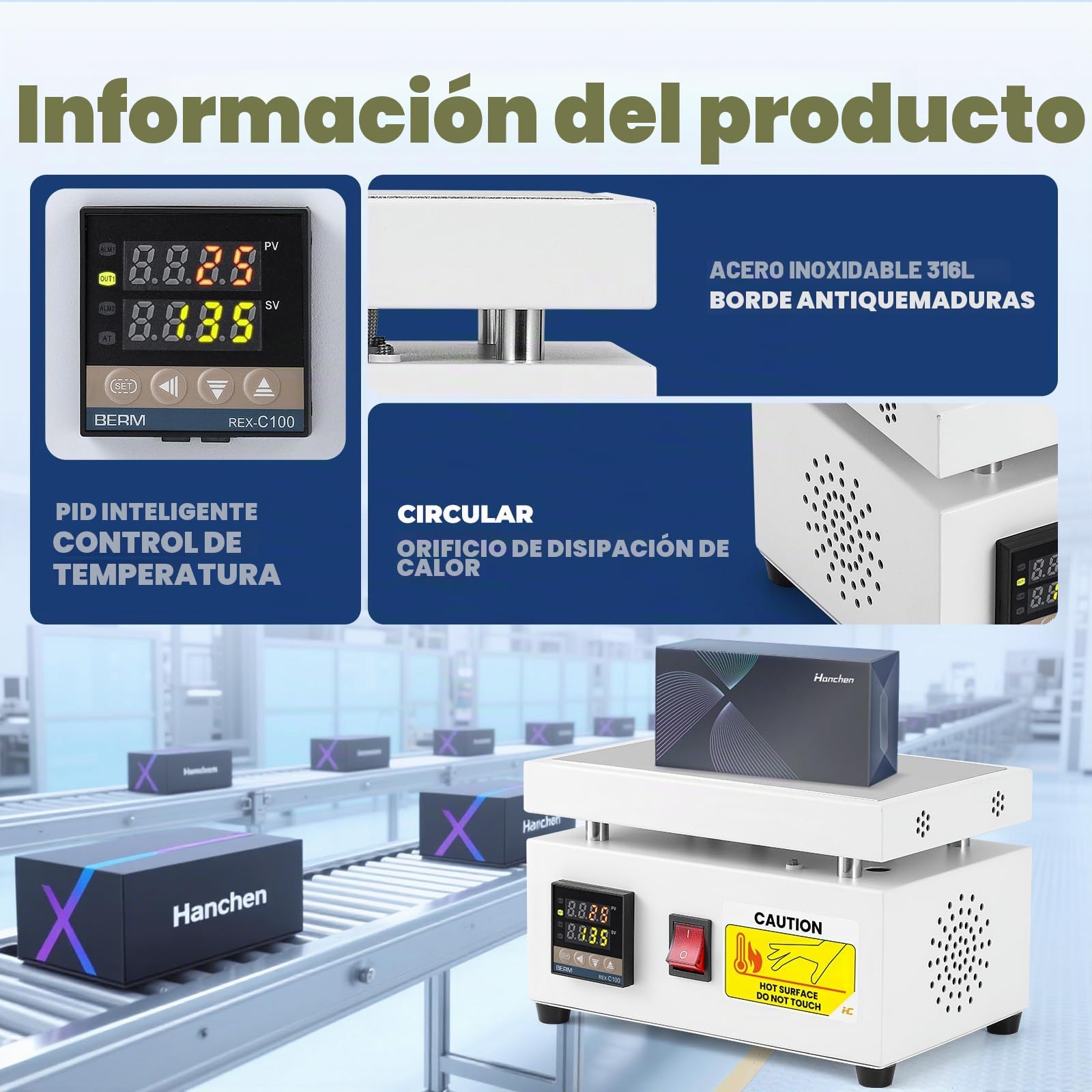 Hanchen Máquina de envoltura en celofán Máquina de sobreenvoltura manual Máquina de sellado térmico de escritorio para película BOPP Perfume Cosméticos Caja de poker PVC (120x200 mm)