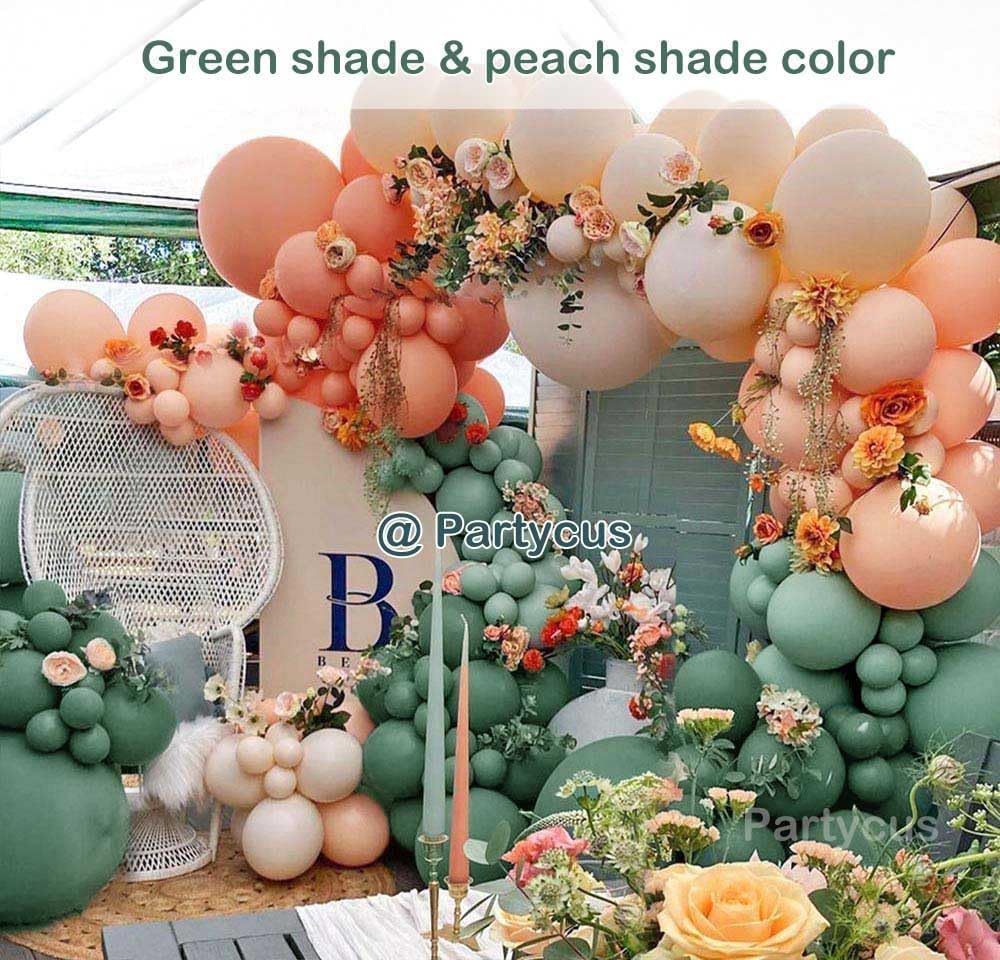 Sage Green Peach Balloon Arch, Double Stuffed Dusty Green Pastel Orange Blush Nude Matte Balloon Garland Kit for Baby Shower Birthday Bridal Wedding Easter Party Decoration