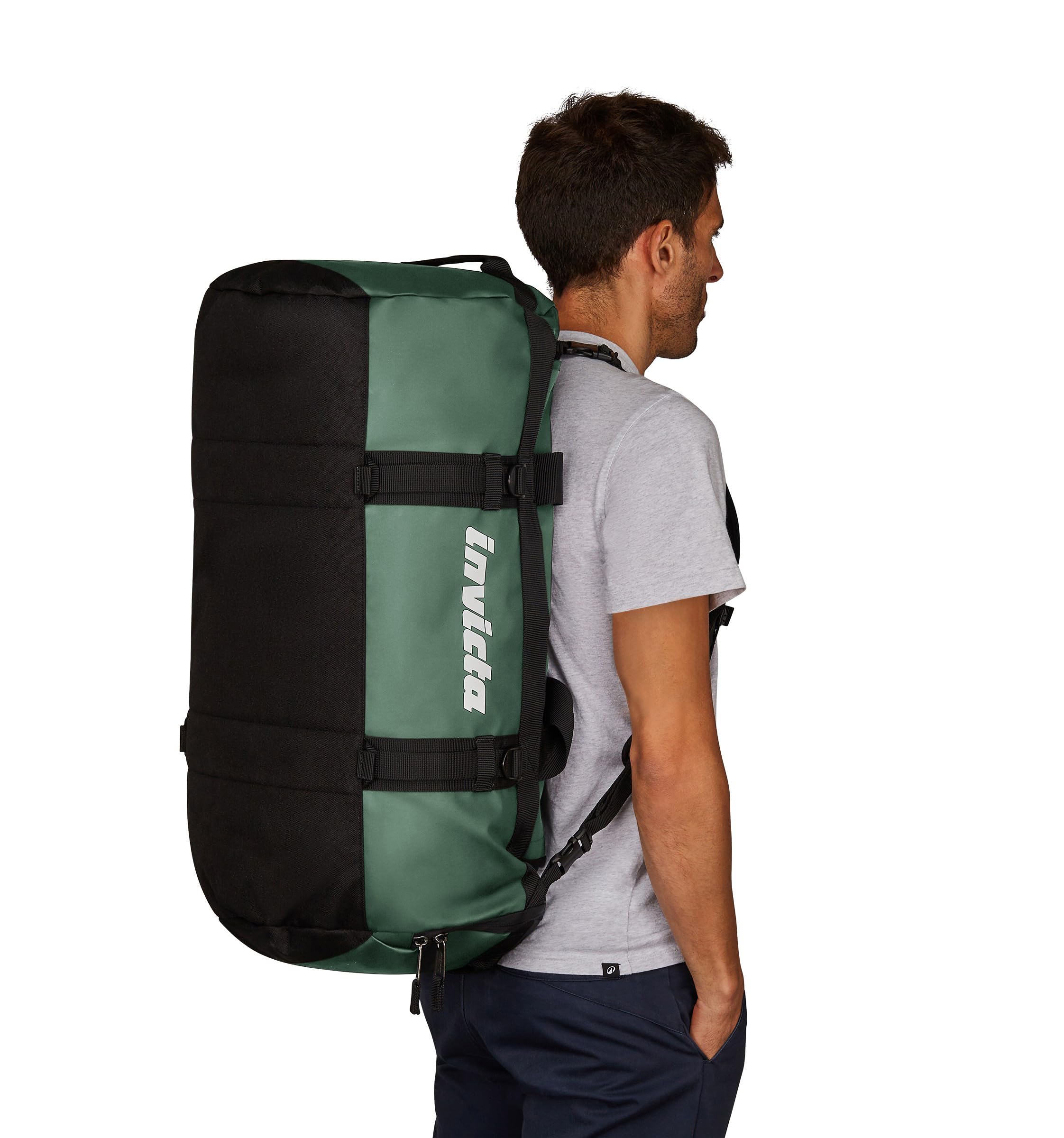 Invicta Reisetasche 70 L - 62 x 35 x 35 cm, Aufgabegepäck Reiserucksack, Sporttasche mit Schuhfach, für Urlaub und Sport, Damen und Herren, grün