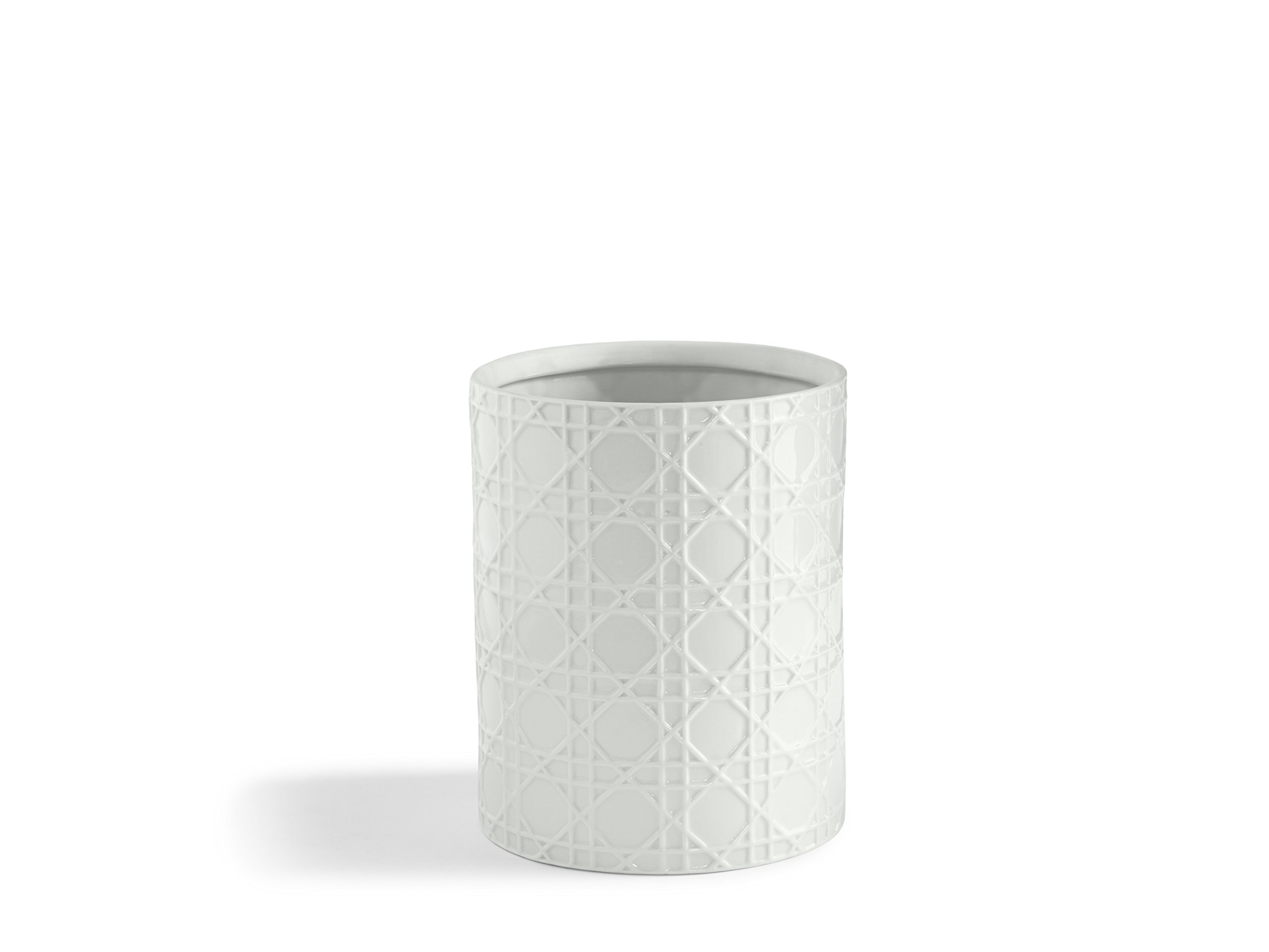 Kassatex ARN-WB Rattan Wastebin, White