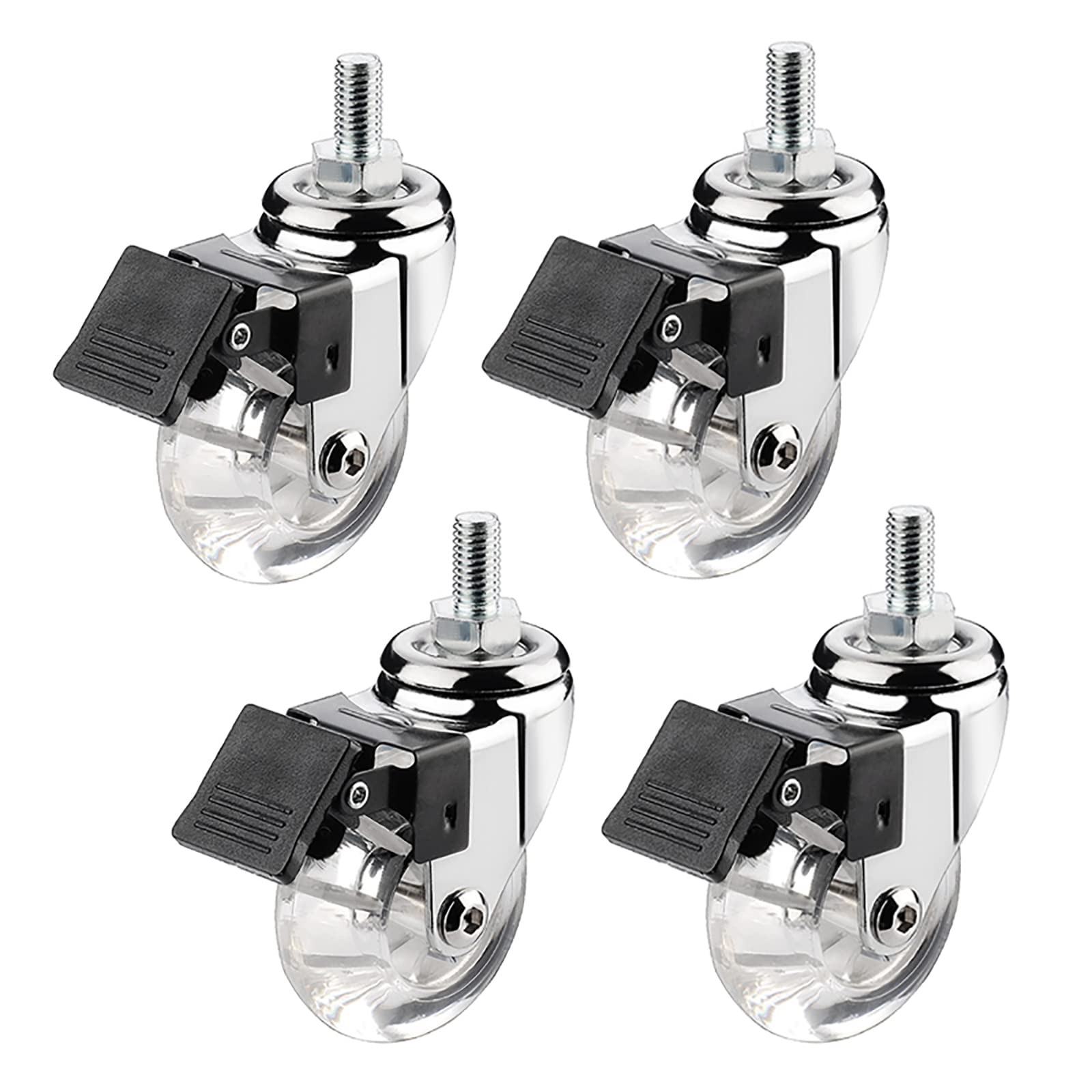 Roulettes de rechange silencieuses de 15 mm avec tige filetée M10 pour meuble de bureau