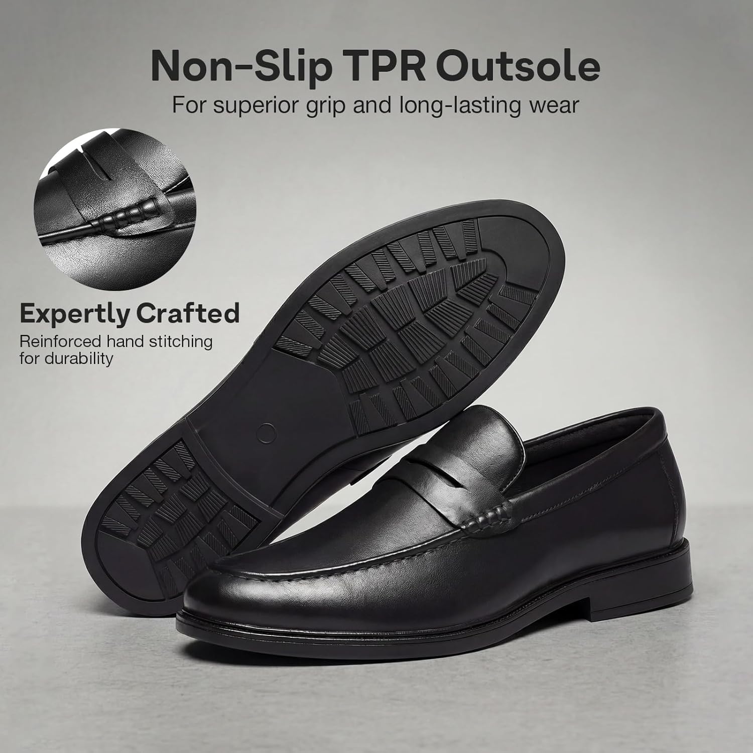 HEEZ Men's Penny Loafers, Casual Loafer Dress Shoes for Men Comfortable, Slip on Loafers for Business Formal Wedding Party Office
