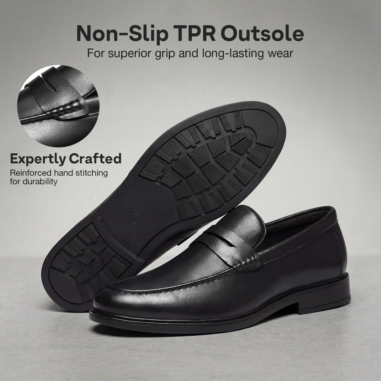 HEEZ Men's Penny Loafers, Casual Loafer Dress Shoes for Men Comfortable, Slip on Loafers for Business Formal Wedding Party Office — view 6