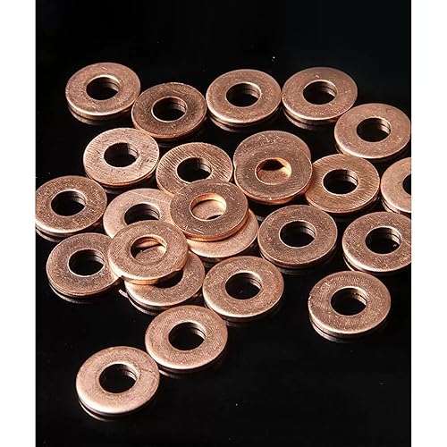 LEPEVNEY Arandelas de cobre M6 Anillo plano plano Sello de aceite Junta de sumidero Junta de sellado Arandelas M6 x 0.709 x 0.039 in, 40 piezas