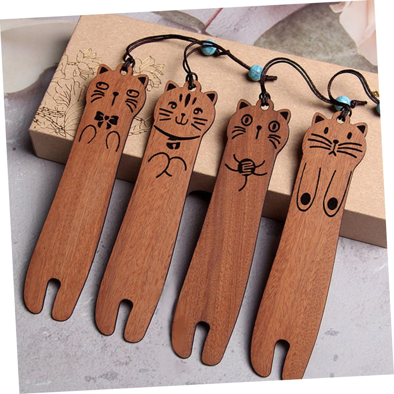 LALAFINA 16pezzi Segnalibri Legno Forma Di Gatto Da Decorativi e Pratici Per Amanti Dei Libri Accessori Di Lettura Eleganti Per Appassionati Di Lettura
