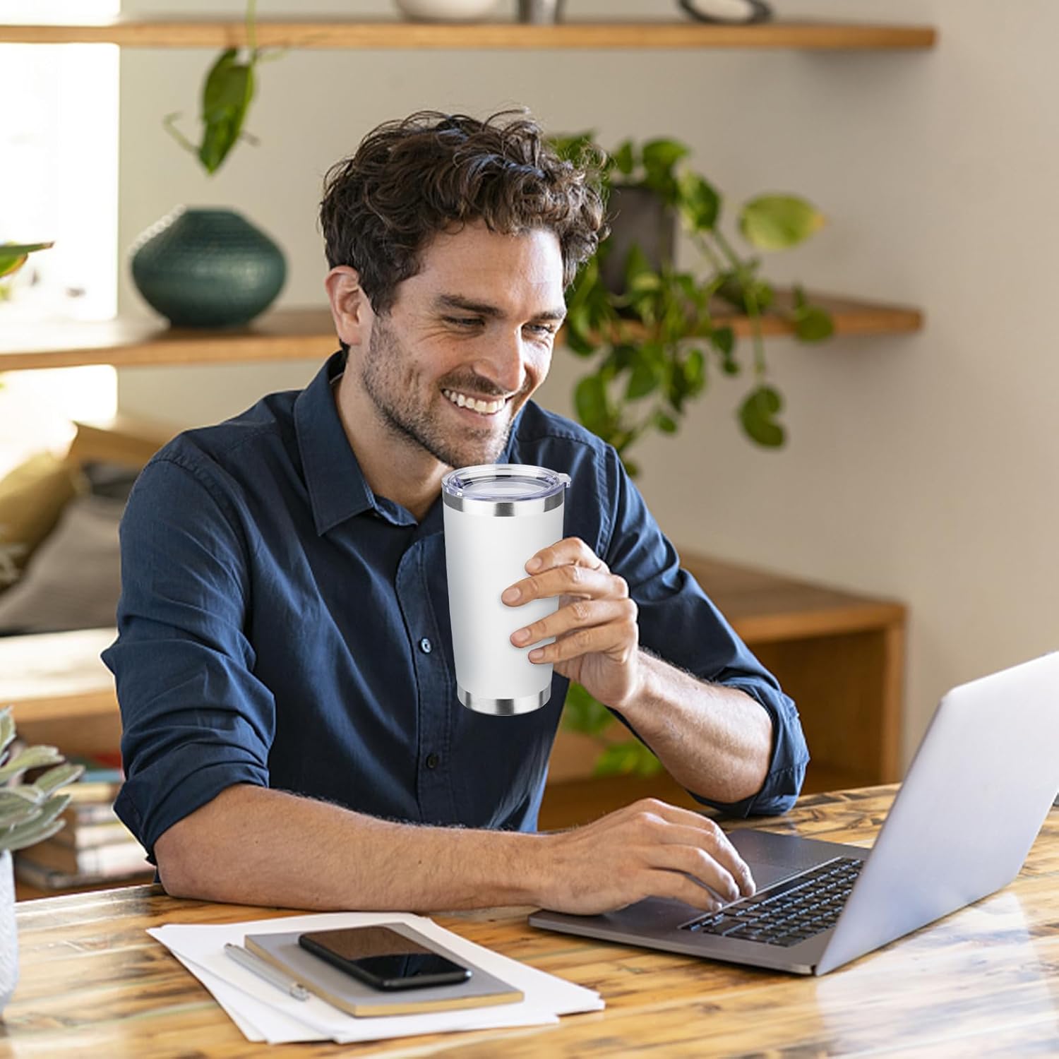 StarSpeed 20oz Tumbler Bulk with Lid, Stainless Steel Insulated Tumblers Double Wall Vacuum Insulated Travel Mug, Powder Coated Coffee Cups for Hot and Cold Drinks(White,1) - Image 6