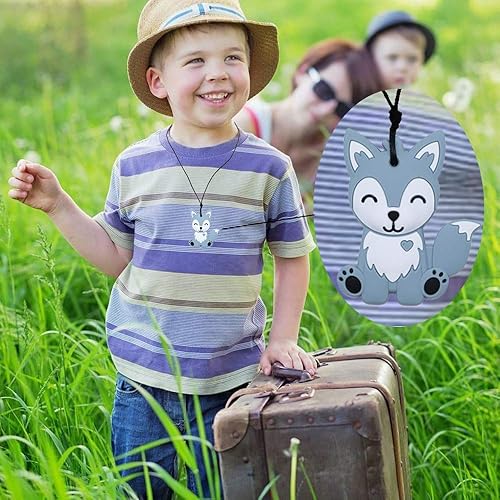 Miniatura 6 de Collares sensoriales masticables para niños, niños y niñas, paquete de 2 juguetes masticables de silicona de zorro para autismo, TDAH, SPD, juguete