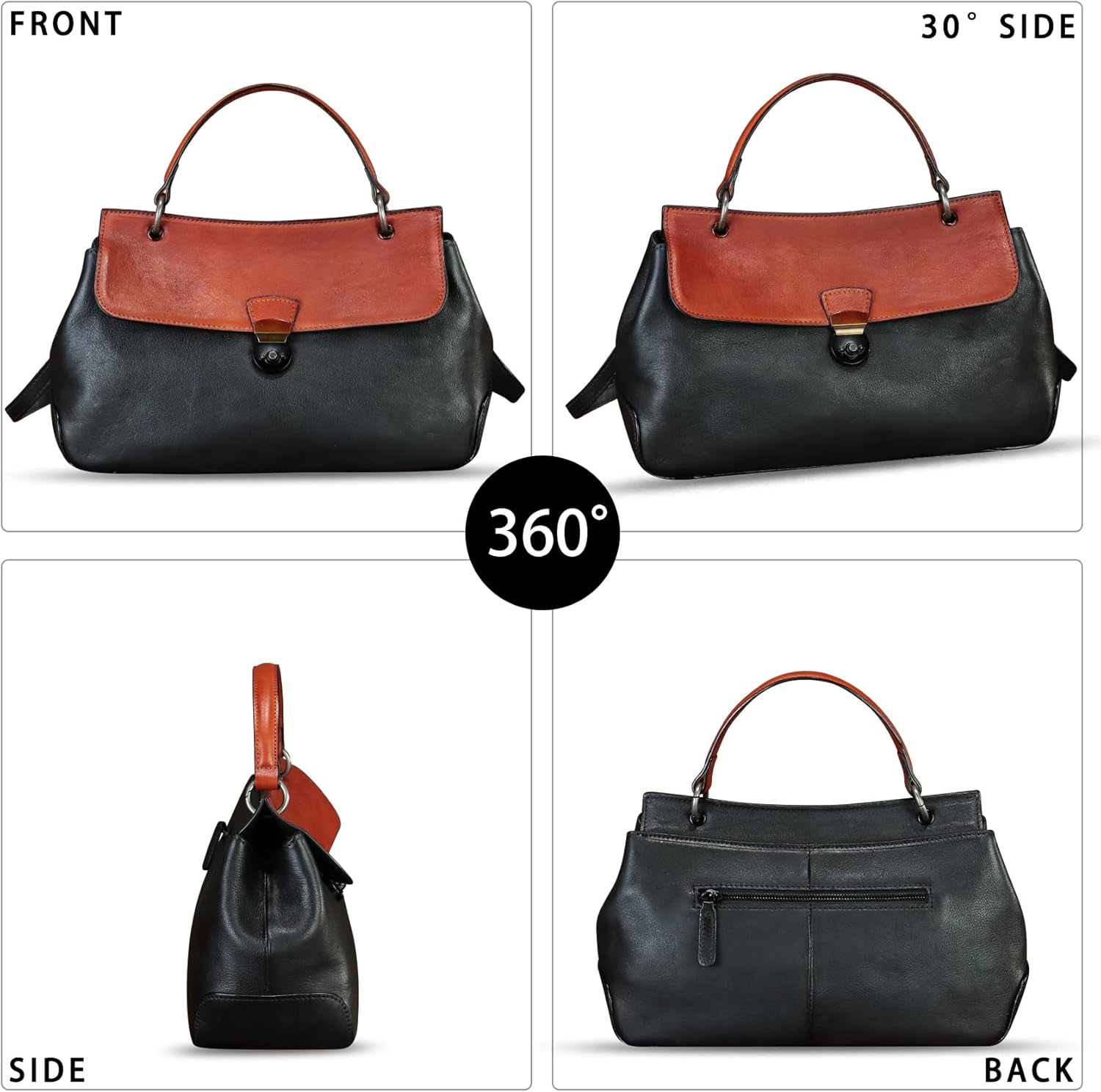 Genuine Leather Purses and Handbags for Women Vintage Leather Satchel Bags Shoulder Bag Crossbody with Strap | Genuine Leather, Vintage, Leather, with Strap - Image 3