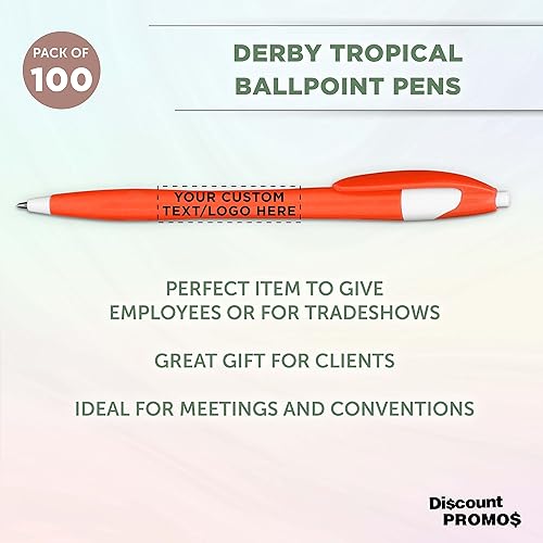 Miniatura 3 de DISCOUNT PROMOS Juego de 100 bolígrafos de oficina de plástico de dos tonos personalizados, paquete a granel personalizado, tinta negra, ideal para