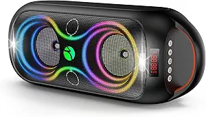 Bluetooth Speakers Wireless- 40W(Peak) 120dB Loud Sound, 8 LED Lights, Bluetooth 5.3, 6-8 Hours Playtime, Protable Handle, FM/USB & Mic Input, Large Portable Speaker for Party,Outdoor,Camping,Beach
