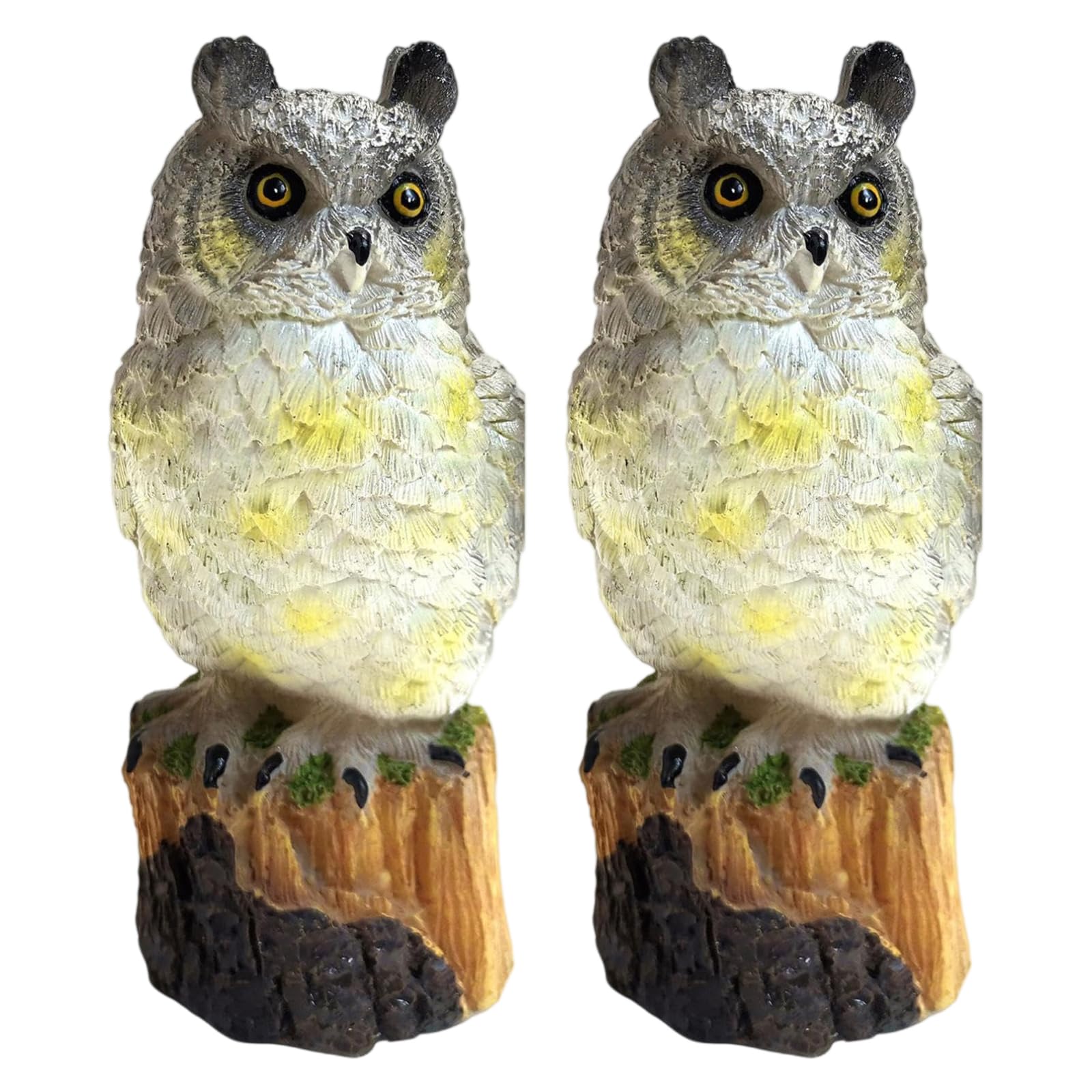 Introti Resin Solar-Powered Owl Outdoor Figurine Weatherproof Simulation Owl Statue Lamp With Solar Panels Outdoor Garden Decoration Light for Yard Landscaping Gardening Arrangement (2Pcs)
