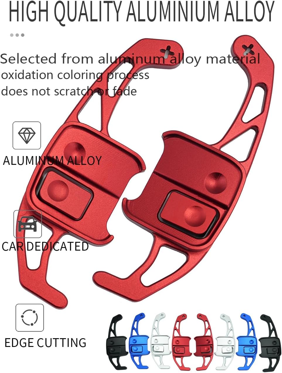 KUNIO 2PCS Aluminum Alloy Steering Wheel Shift Paddle Extended Shifter Trim Cover Fit for Chevy Cruze 2018 Malibu XL Explorer 2017-2019 Interior Decoration Accessories Christmas Gift Red