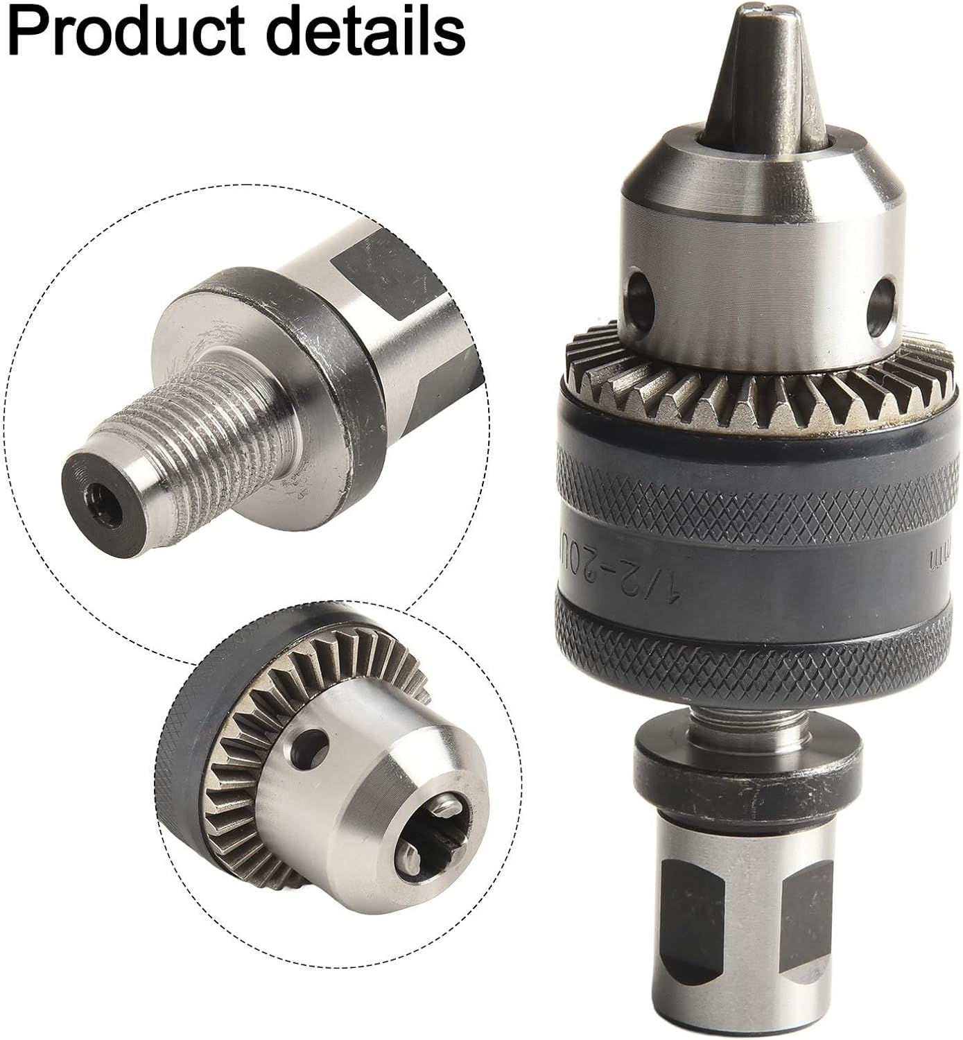 3/4in Shank Adapter to B16 Taper 1/2-20UNF Thread Drill Chuck Set with Key, Steel Conversion Accessory for Weldon or General Shank, 3pcs Kit for Drills and Lathes, Grey(B)