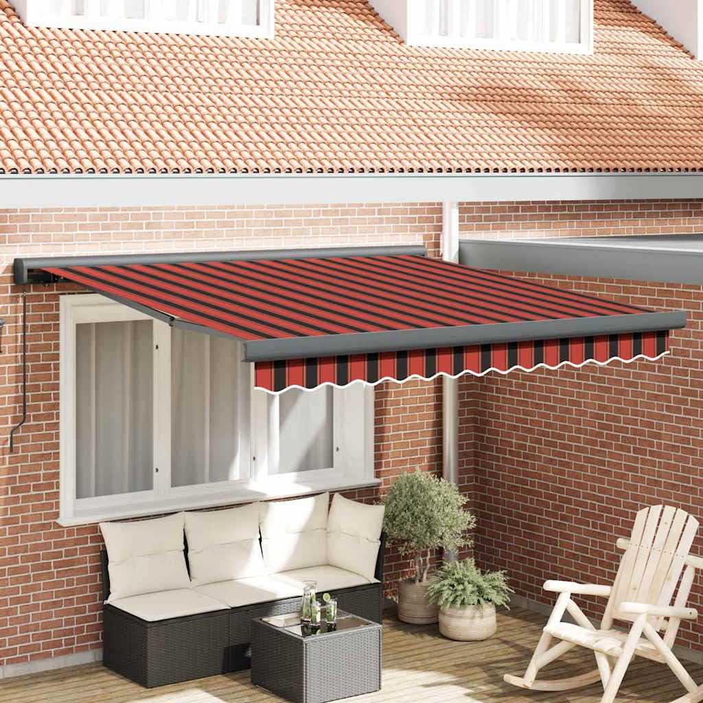 Einziehbare Markise 350 x 250 cm aus Aluminium und Polyester, Manuelle Kassettenmarkise für Terrasse, Schmutzabweisende Kassettenmarkise für Balkon, Einziehbare