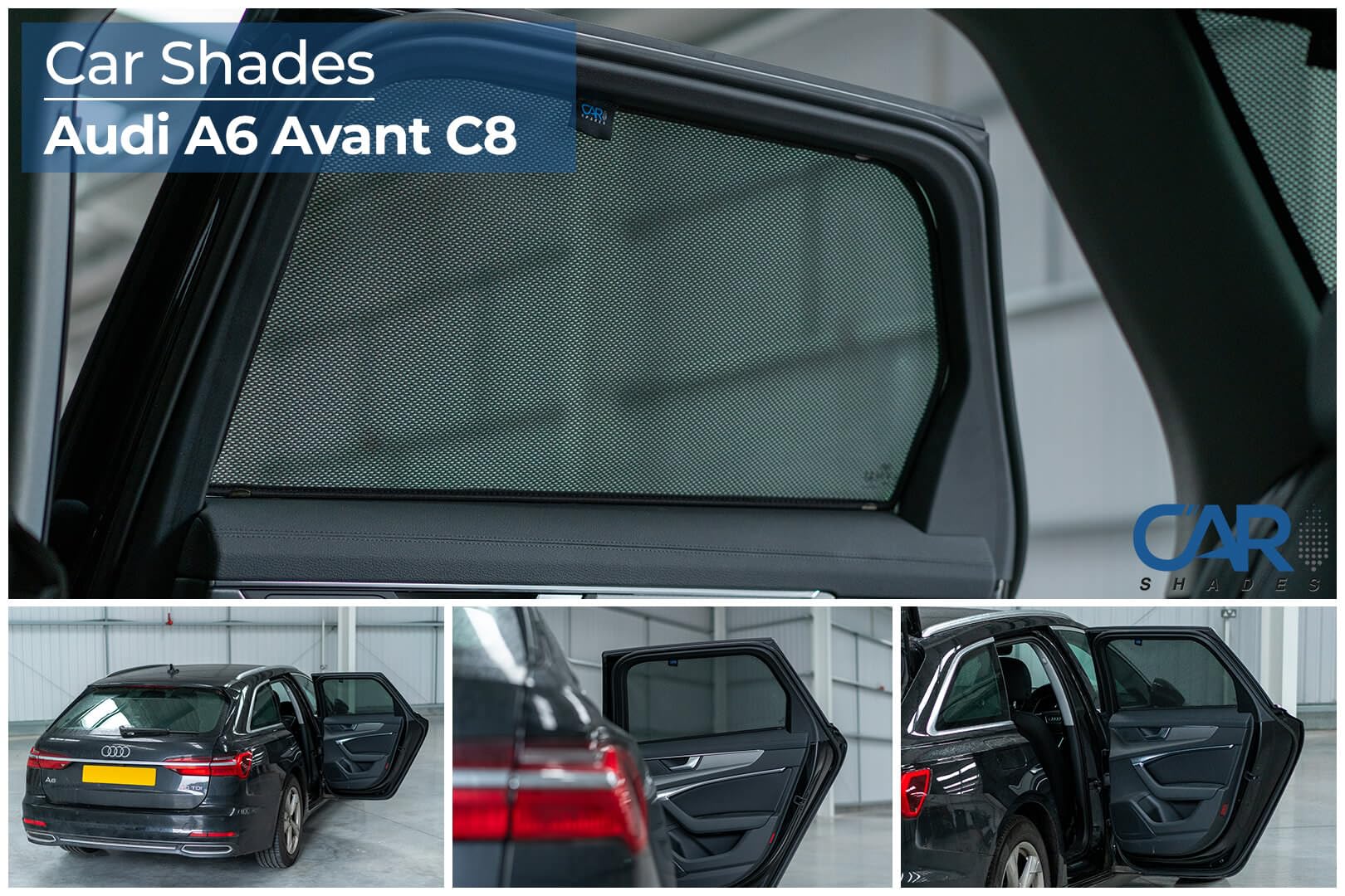 Zestaw osłon samochodowych (tylne drzwi boczne) kompatybilny z Audi A6 C8 Avant 2018- (2-częściowy), czarny