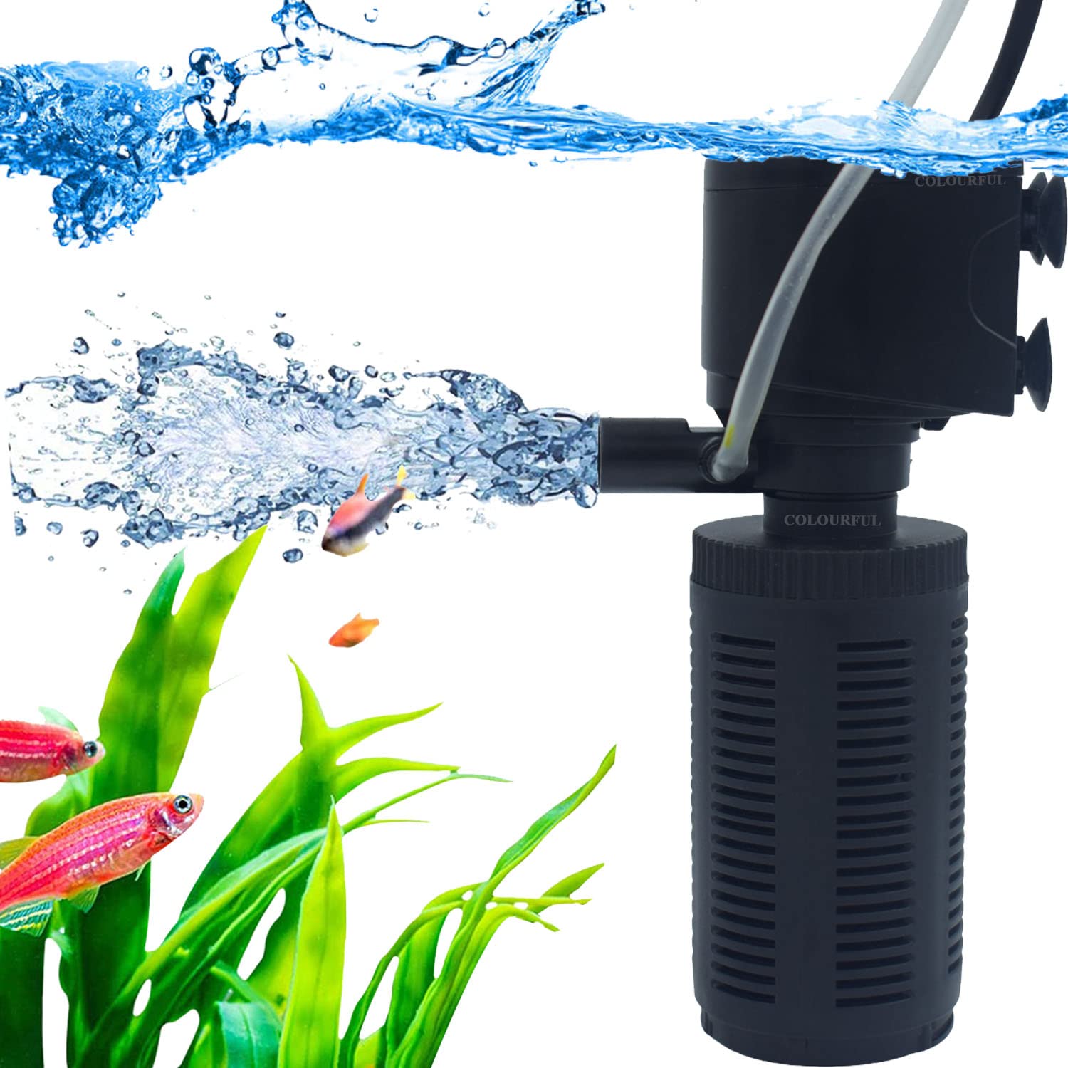 COLOURFUL - Aquarium Internal Liquid Filter | Submersible Filter | Suitable for Fresh and sea Water appliances | BL Series (1200F | 15W | 50-100 LTR Tank, Set of 1) (B0BPJ4JFYR) Amazon Price History, Amazon Price Tracker