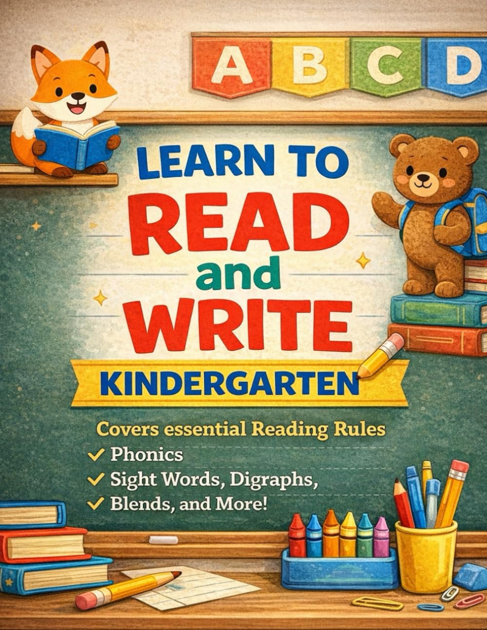 Learn to Read and Write: Kindergarten Edition (Level 2) A Fun Phonics Workbook to Master Letters, CVC Words, Digraphs, Blends, and Sight Words.