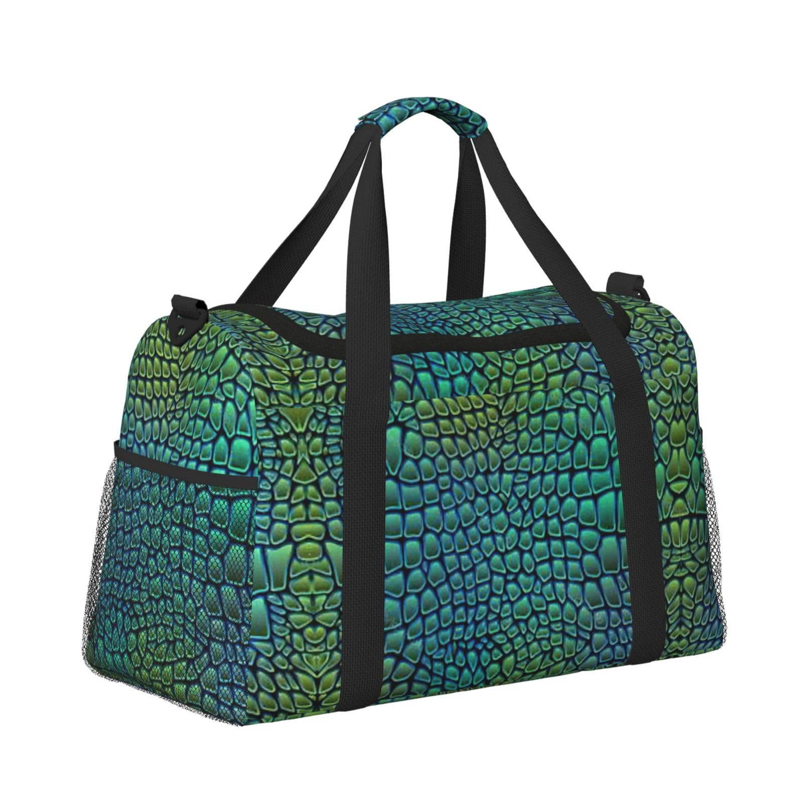 Borsone da viaggio in pelle di alligatore, borsa da fine settimana, borsa da viaggio, borsa a mano per allenamento, sport, ospedale