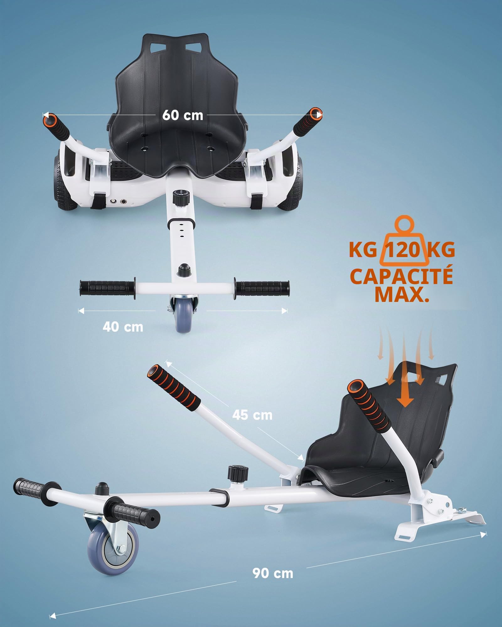 CO-Z Hoverkart pour Hoverboards Électrique, Siège de Hoverboard Réglable Noir/Blac/Bleu/Rose, Cadeau pour Enfant Adults