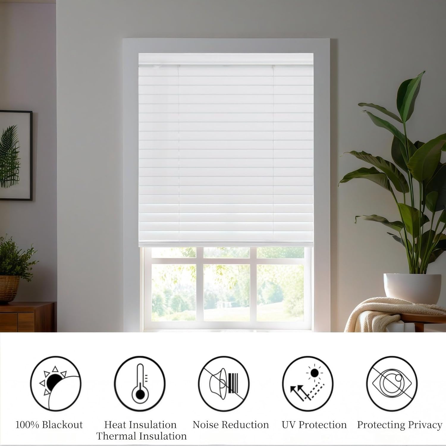 New 2-Inch Aluminum Blinds Anti-UV Waterproof 2-Inch Metal Slat Blackout Cordless Venetian Blind Horizontal Window Blinds Venetian Windows Blind for Office Home.White.16 1/2" W x 94" H