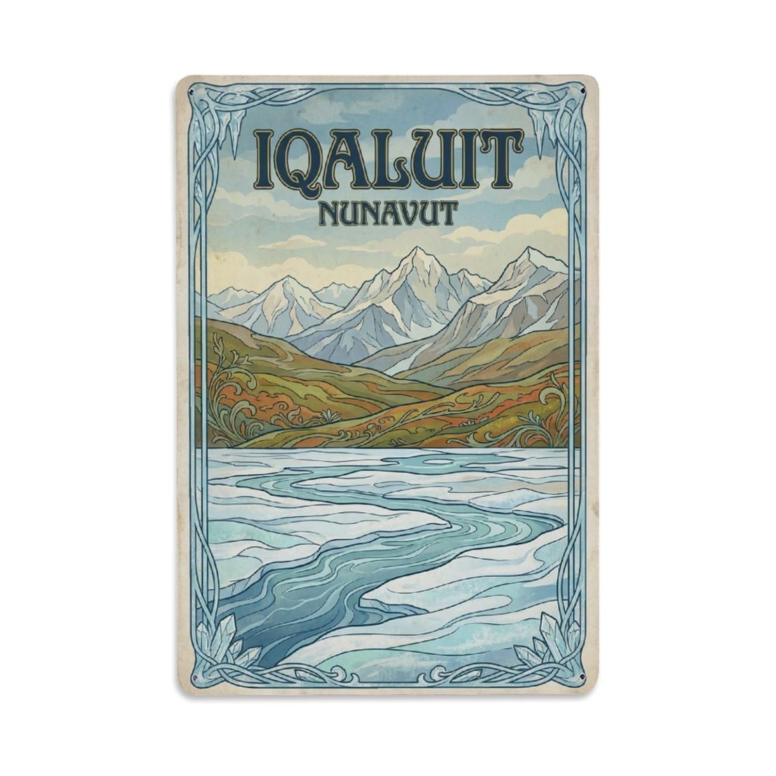 Xanthor Style Travel Vintage Canada Iqaluit Metal Tin Sign