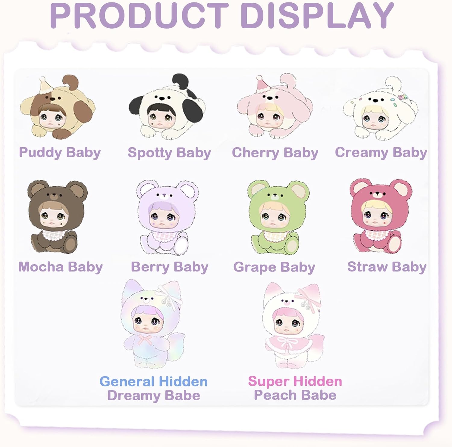 BEEMAI Nommi Baby Series Plush Blind Box 8PCs (Set of 8 No Repeat) Cute Figures Collectible Toys Birthday Gifts