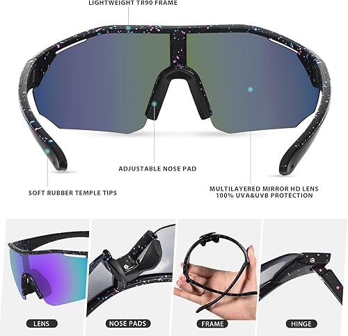 Miniatura 4 de MVPTGRS Gafas de sol de béisbol juveniles para niños y niñas de 8 a 14 años TR90 con marco para niños, gafas de sol deportivas para sóftbol,