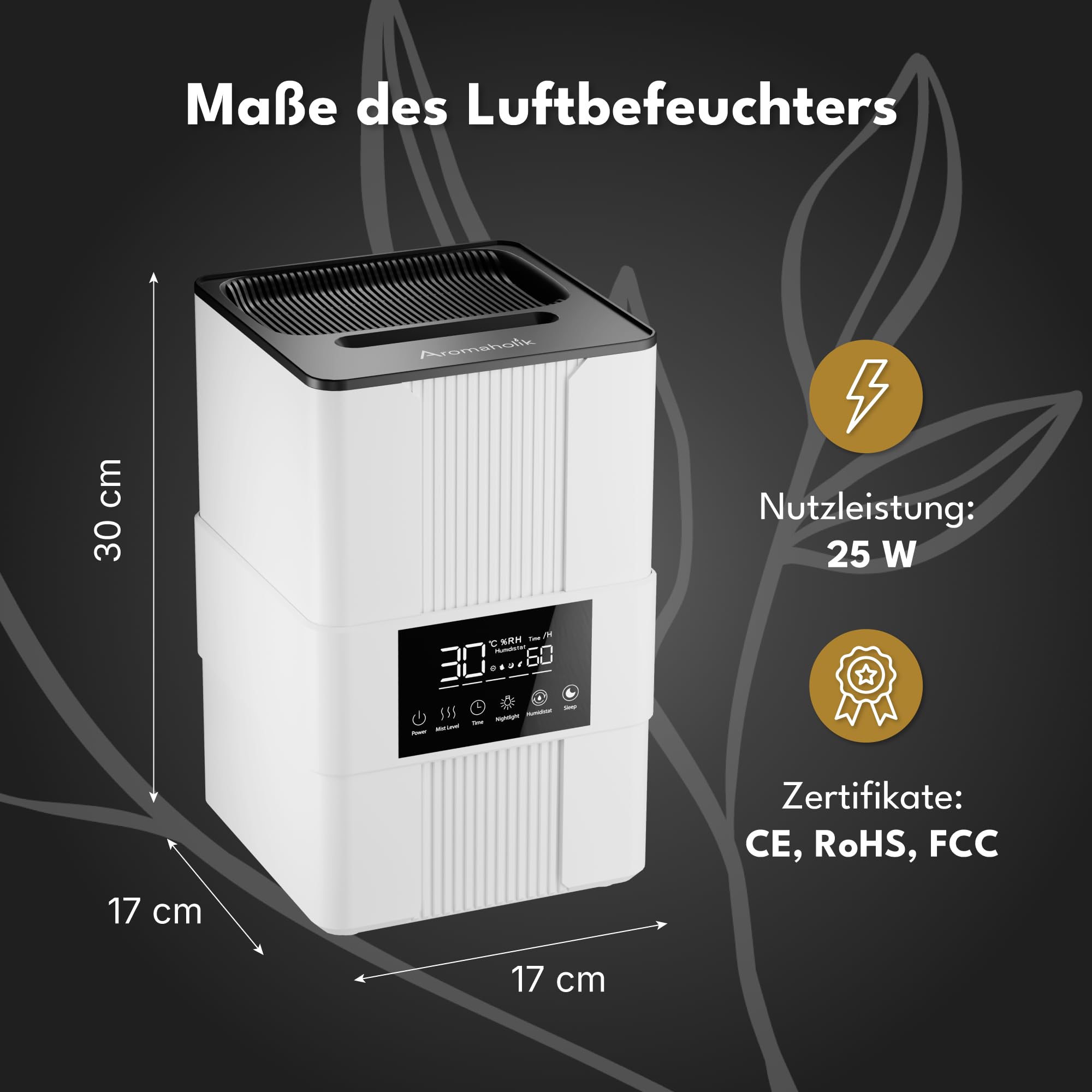 Premium dyfuzor do olejków eterycznych, dyfuzor zapachowy – nawilżacz powietrza, ultradźwiękowy, do aromaterapii, do sypialni, biura, wolny od BPA, 300 ml, biały, Varma.