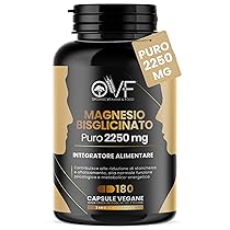 MAGNESIO BISGLICINATO 180 Capsule da 450 mg | 3 Mesi di Integrazione | Supporto per Muscoli e Sonno Integratori Stanchezza Puro Alta Biodisponibilità Vegano