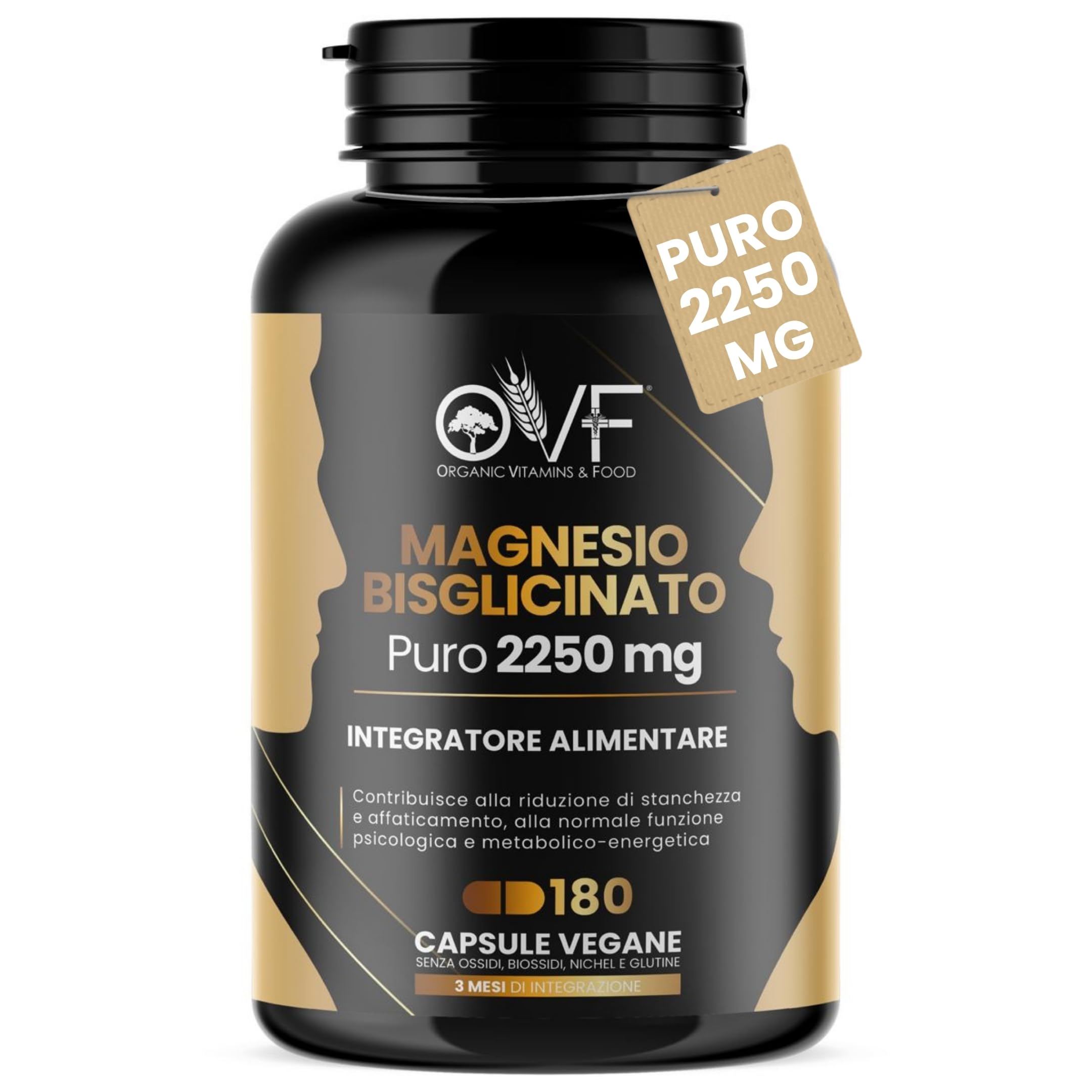 BISGLYCINATED MAGNESIUM 180 Capsules of 450 mg | 3 Months Supplementation | Support for Muscles and Sleep Supplements Pure Fatigue High Bioavailability Vegan