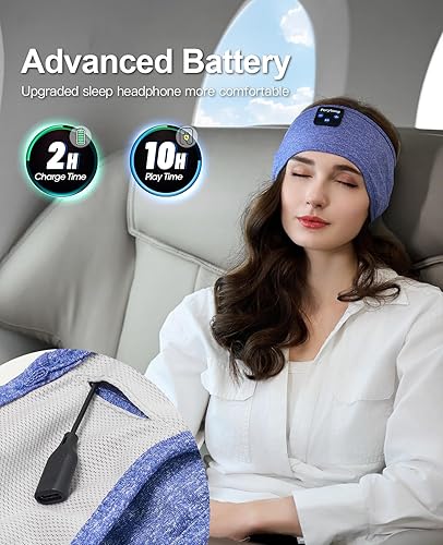 Miniatura 6 de Perytong Auriculares deportivos Bluetooth para dormir, auriculares deportivos Bluetooth con altavoces estéreo HD ultrafinos perfectos para dormir,