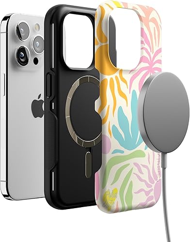 Vista 1122 de Casely Funda para iPhone 15 Pro Jardín Secreto Flores mixtas Funda atrevida Compatible con MagSafe y botón de acción Jardín Secreto Floral