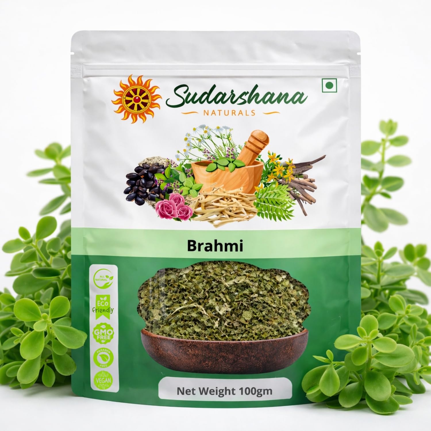Sudarshana Naturals Brahmi Sabut 100g | Whole Brahmi Herb | Natural Daily Use Ingredient