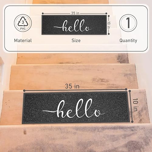 Miniatura 3 de Tapete de decoración navideña de 35 x 10 pulgadas para escaleras, tapete de entrada al aire libre, peldaños de escalera antideslizantes, tapete