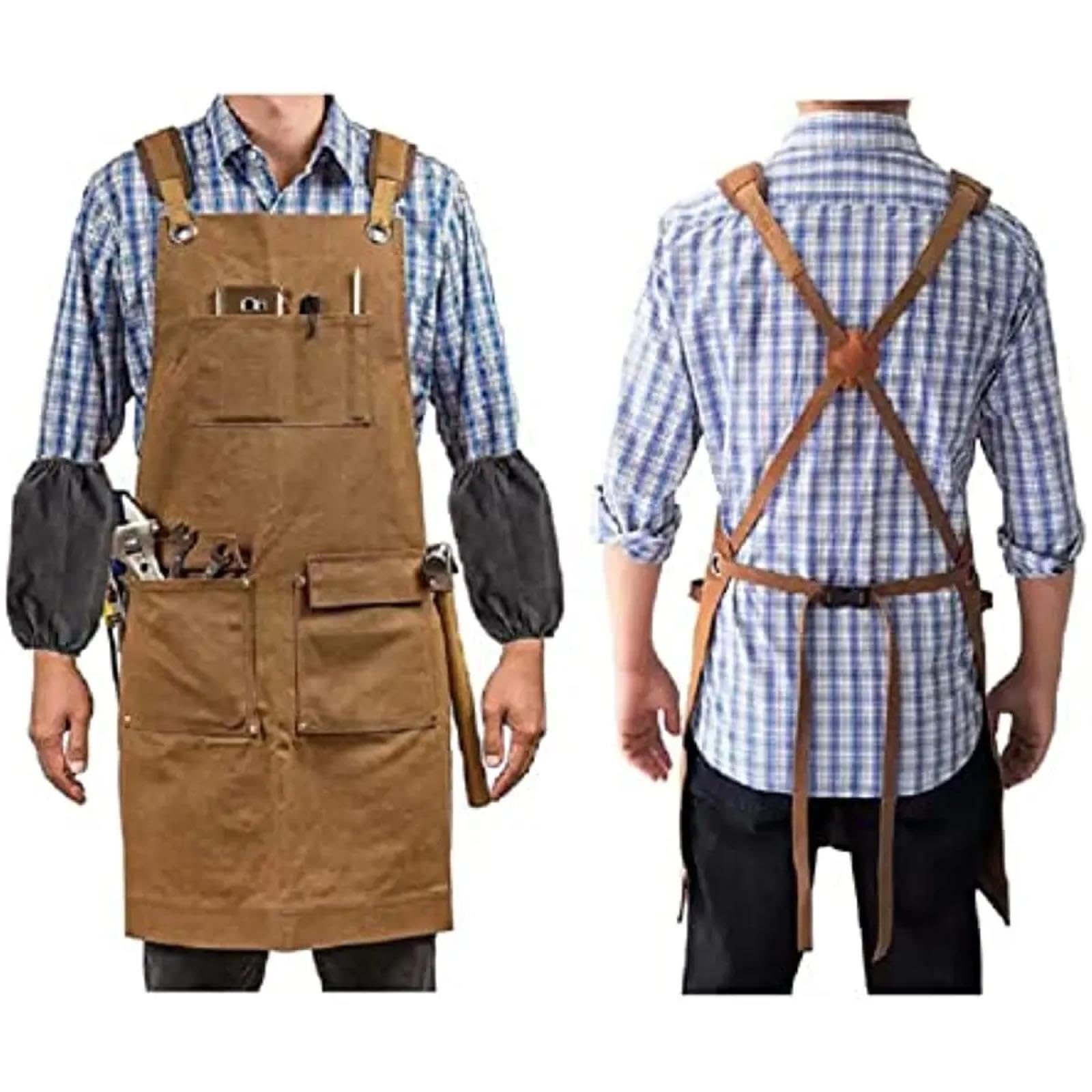 Delantal Cocina Baberos Delantal De Lona Gruesa Limpieza Impermeable Carpintería Mecánico Carpintero Electricista Jardinería Industria Pesada Conjunto De Delantal
