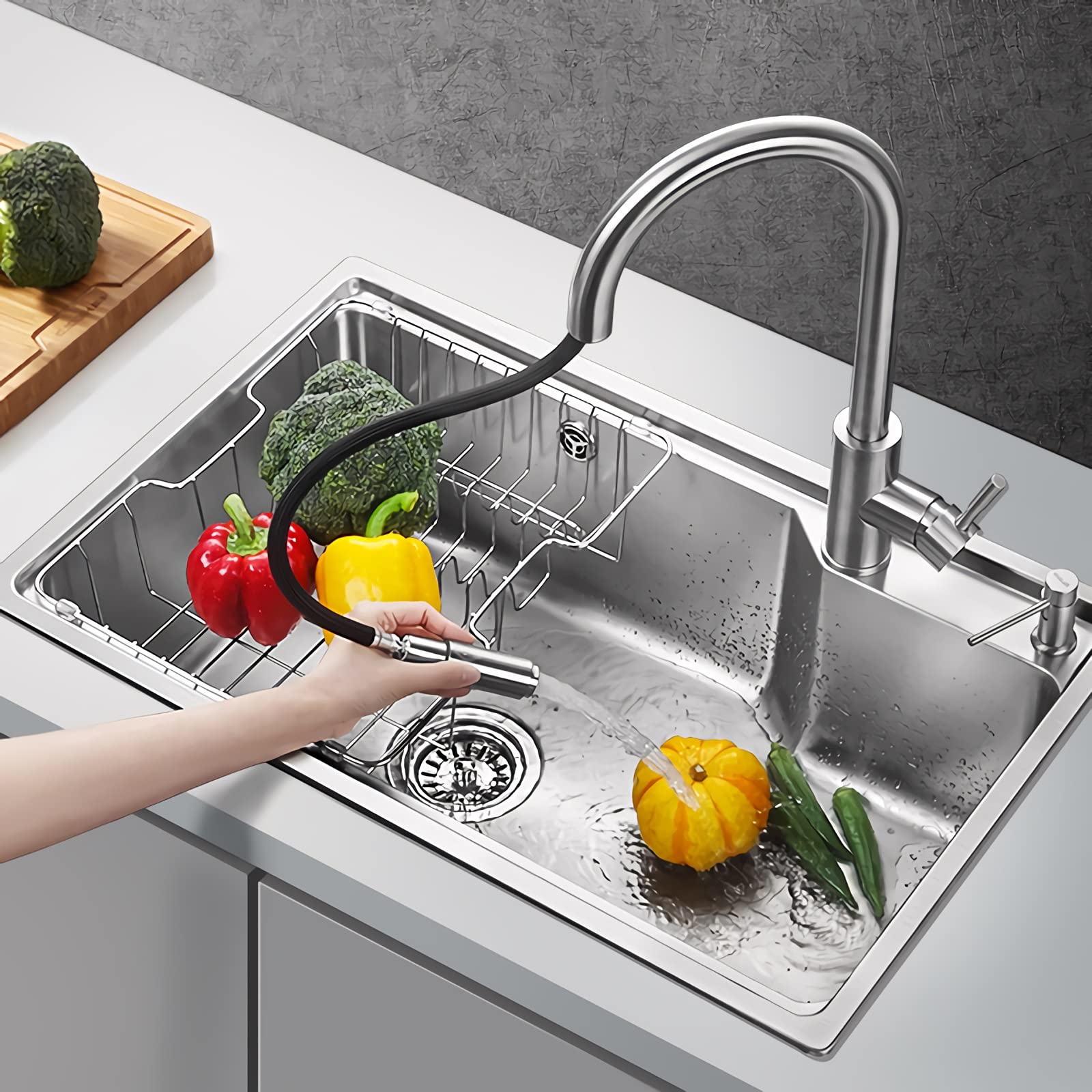 Vardeau Edelstahl Küchenspüle, Freistehende Einzelbecken Spülbecken, Mobile Küche Spüle Mit