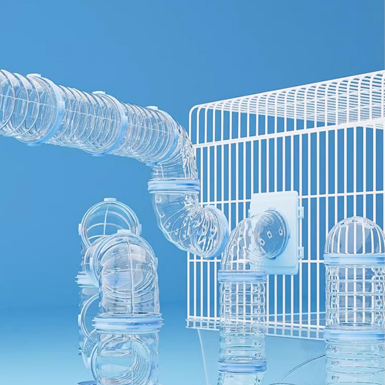 16PCS Tubos de Túnel de Juego para Hámster,Juego de Tubos Hámster,Accesorio Jaula Hámster,Accesorios de Conexión Creativa DIY Transparente, Rueda para Hámster Mascota Ratón Hámster