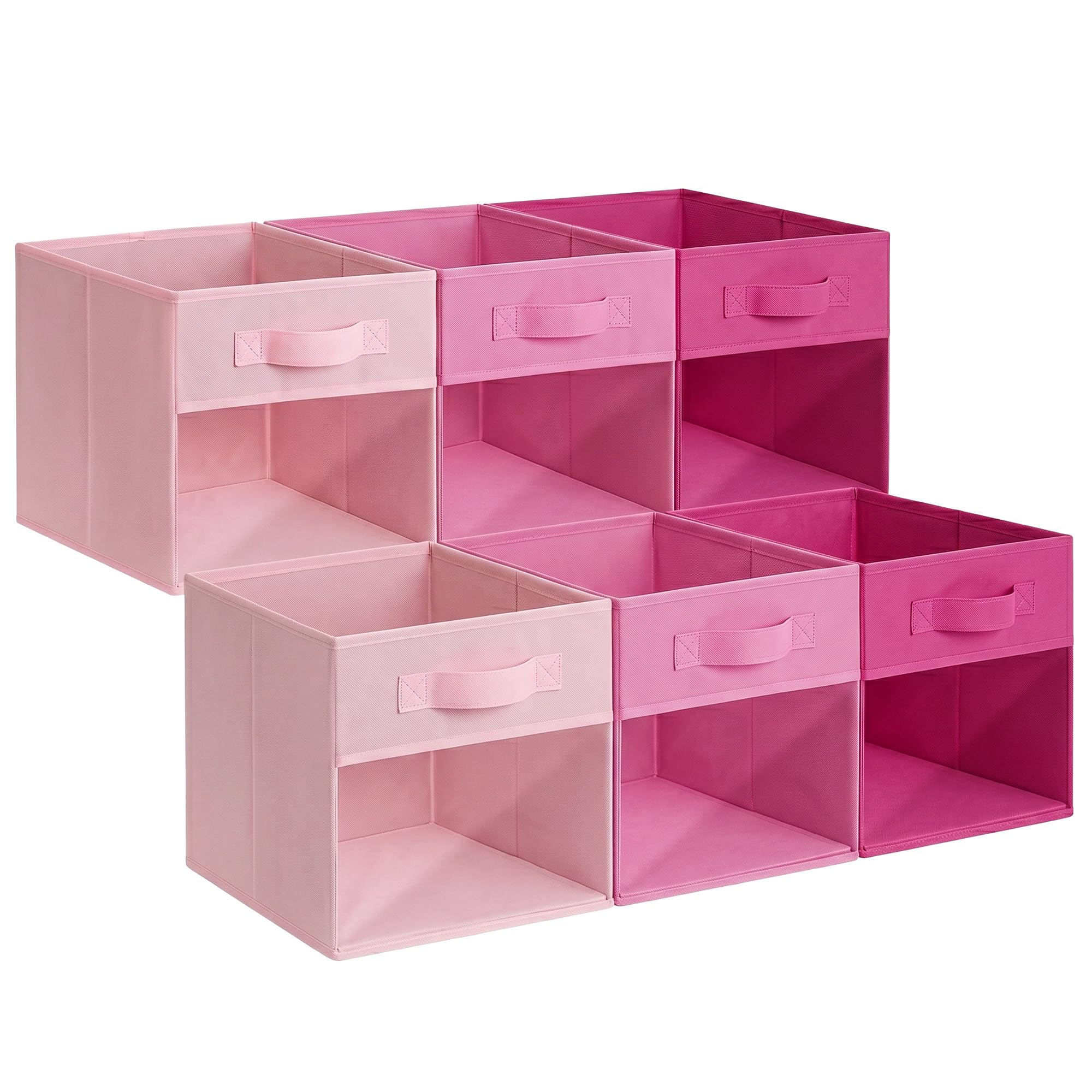 GRANNY SAYS Cube Storage Boxes with Clear Window, Pack of 6 Storage Cubes 27x27x27, Square Storage Boxes for Shelves, Collapsible Cube Boxes, Kallax Storage Boxes for Organising, Pink Gradient